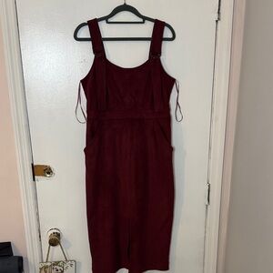 Elegant Burgundy Faux suede Dress